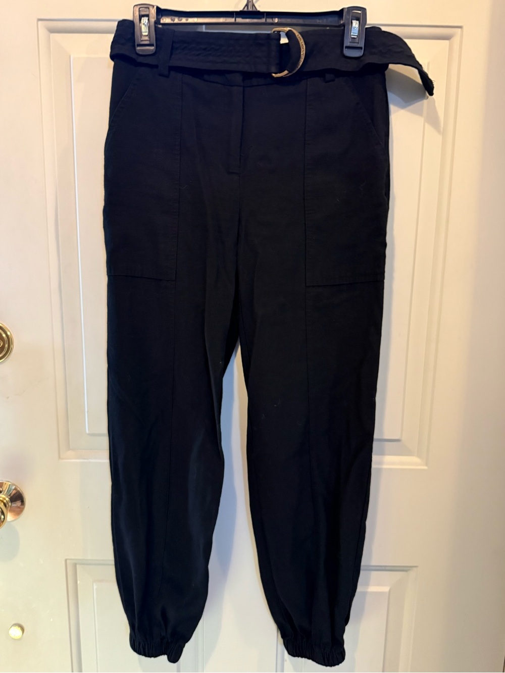 Karl Lagerfeld Black Belted Tapered Jogger Pants